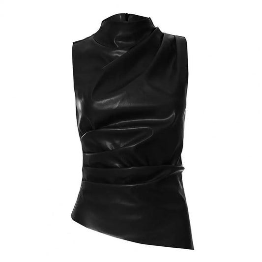 Leather Women Tank Top Sleeveless