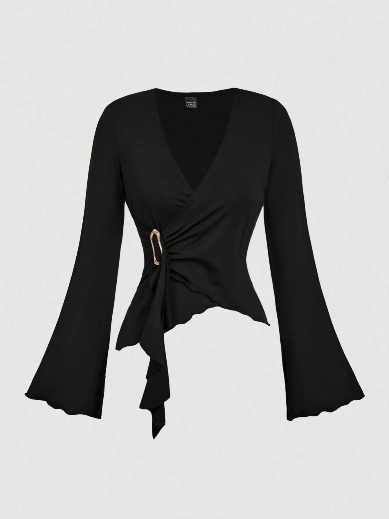 V-Neck Asymmetrical Long Sleeve Shirt