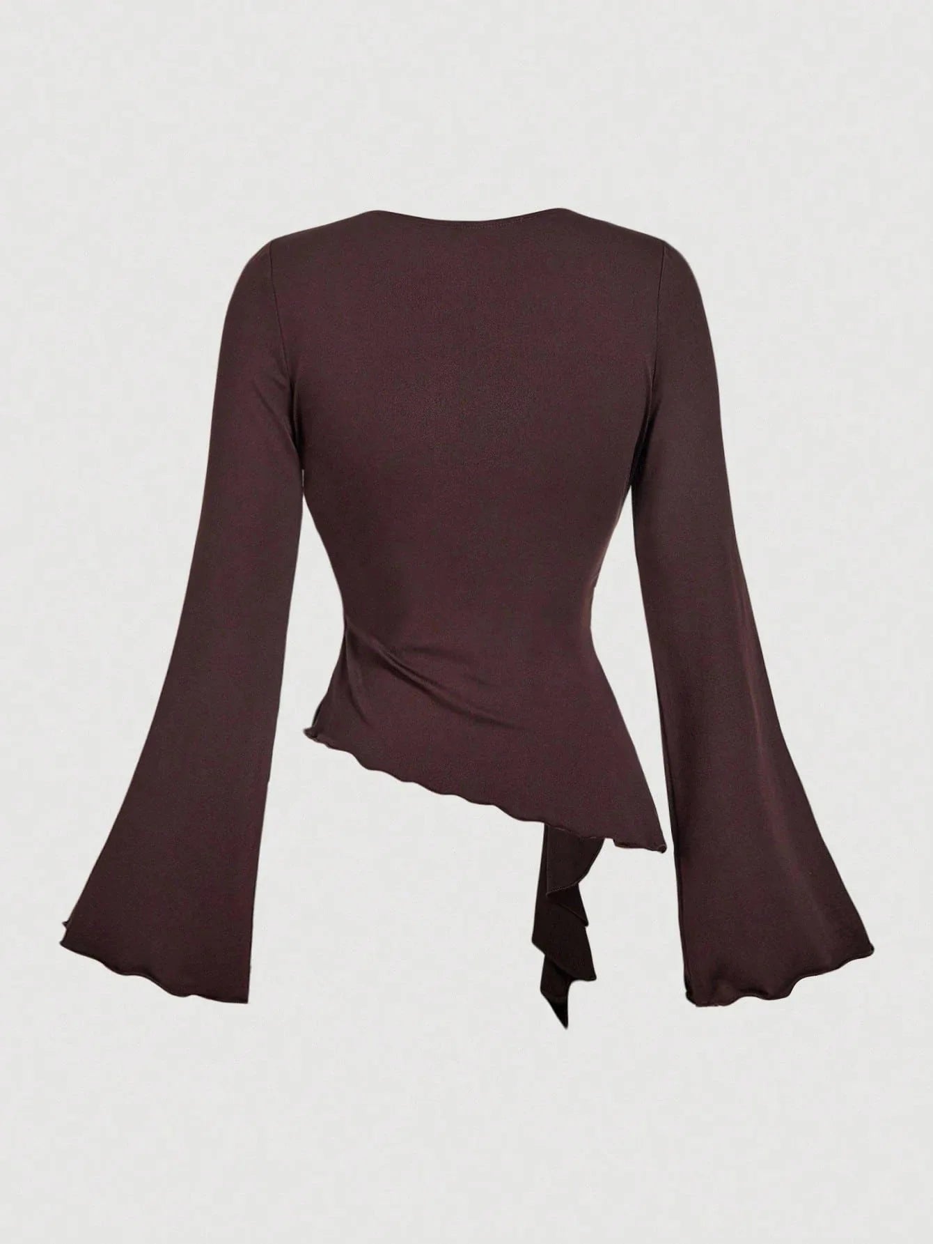 V-Neck Asymmetrical Long Sleeve Shirt