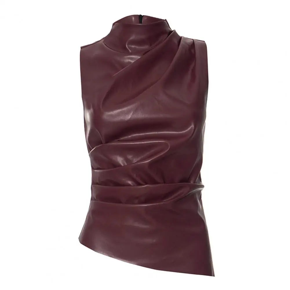 Leather Women Tank Top Sleeveless
