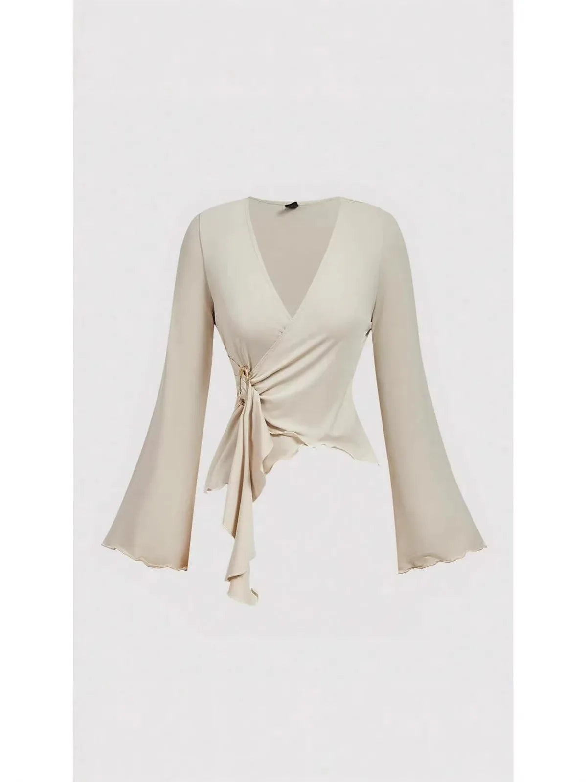 V-Neck Asymmetrical Long Sleeve Shirt