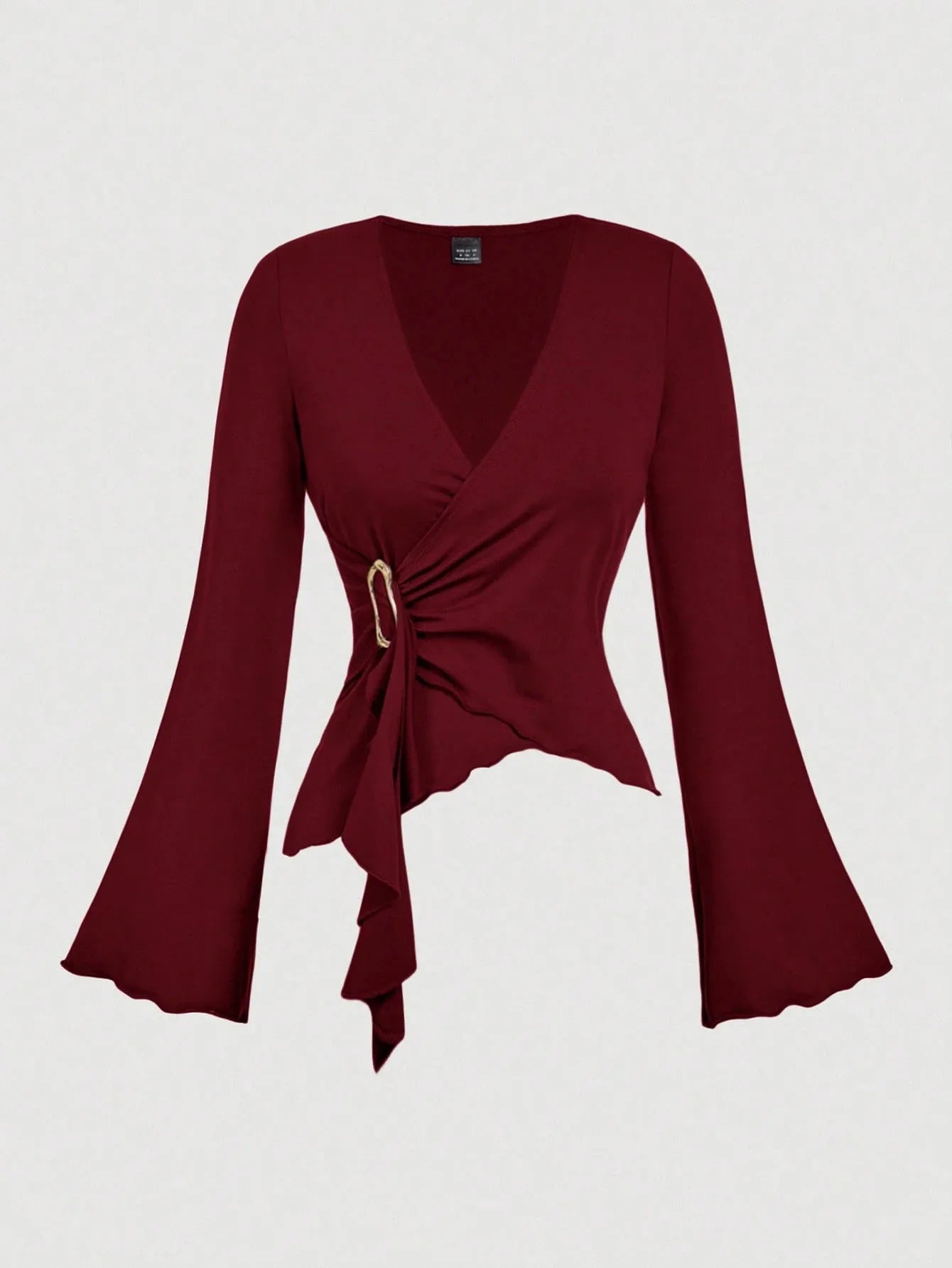 V-Neck Asymmetrical Long Sleeve Shirt