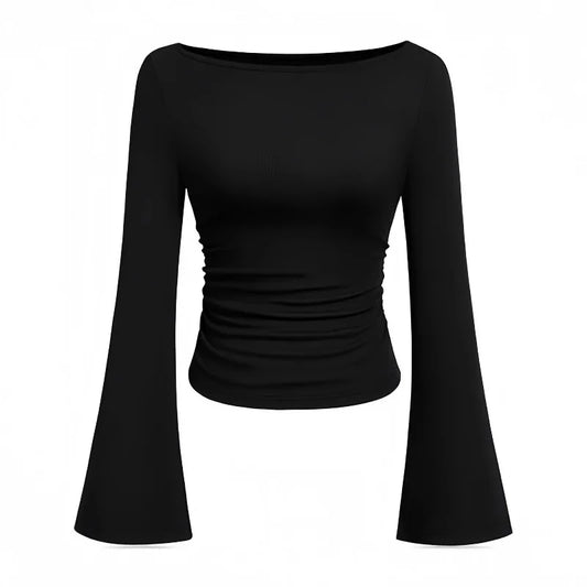 Boat Collar Flared Sleeve T-shirt