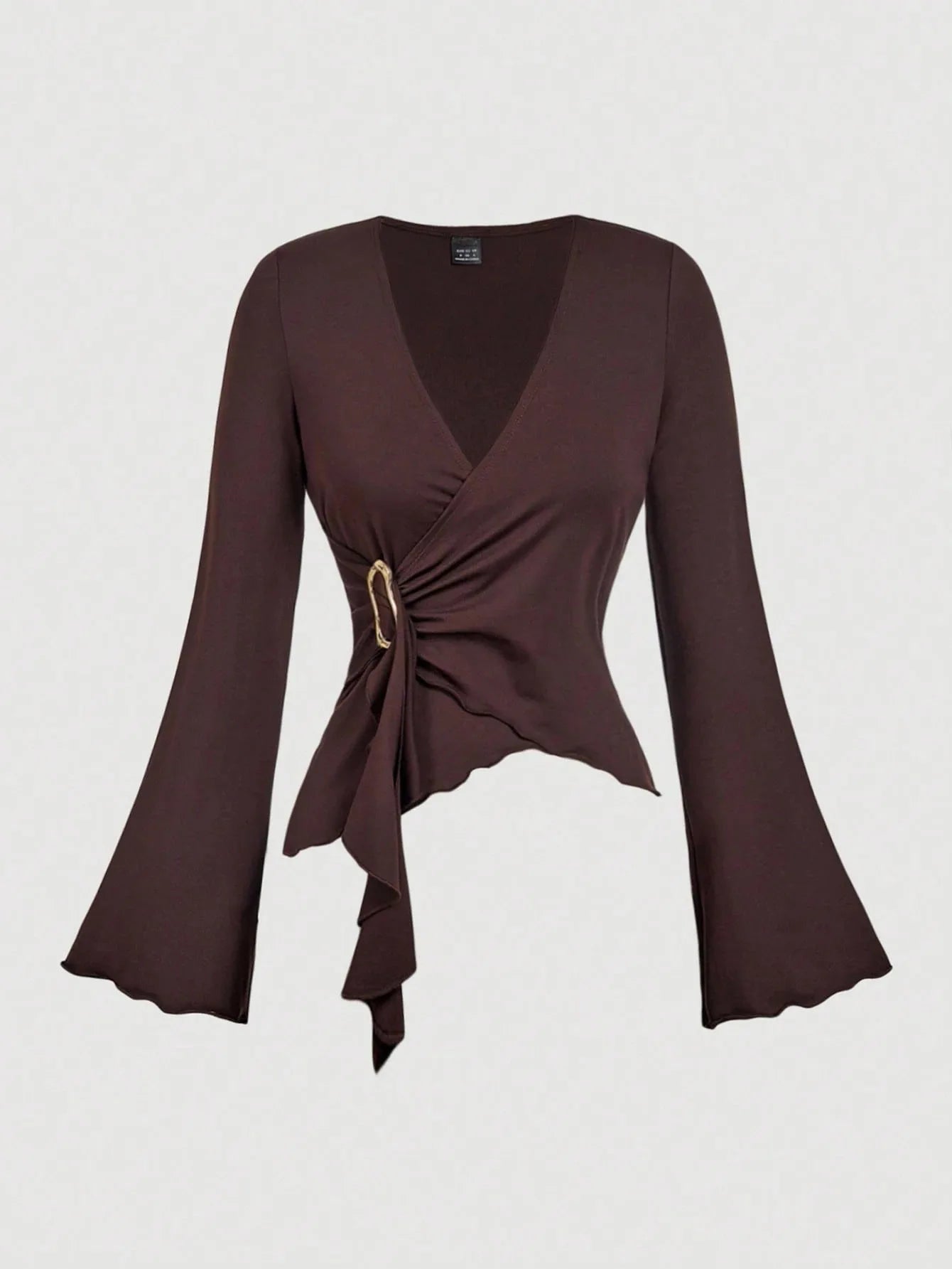 V-Neck Asymmetrical Long Sleeve Shirt