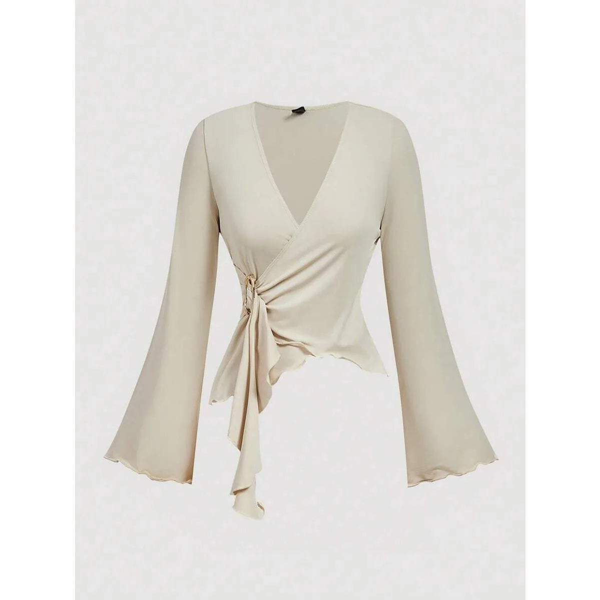 V-Neck Asymmetrical Long Sleeve Shirt