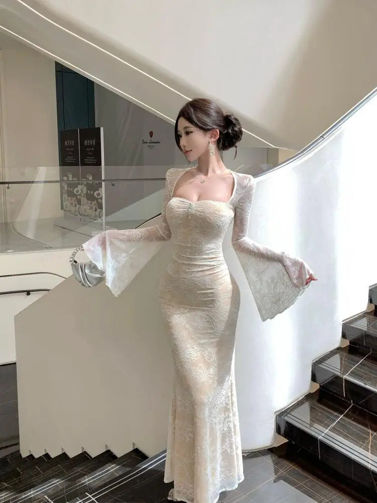 French Vintage Long Sleeved Dress