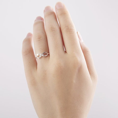 Rhinestone Silver Infinity Ring