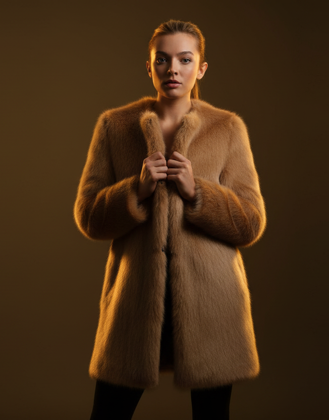 De La Creme Womens Faux Fur Classic Coat